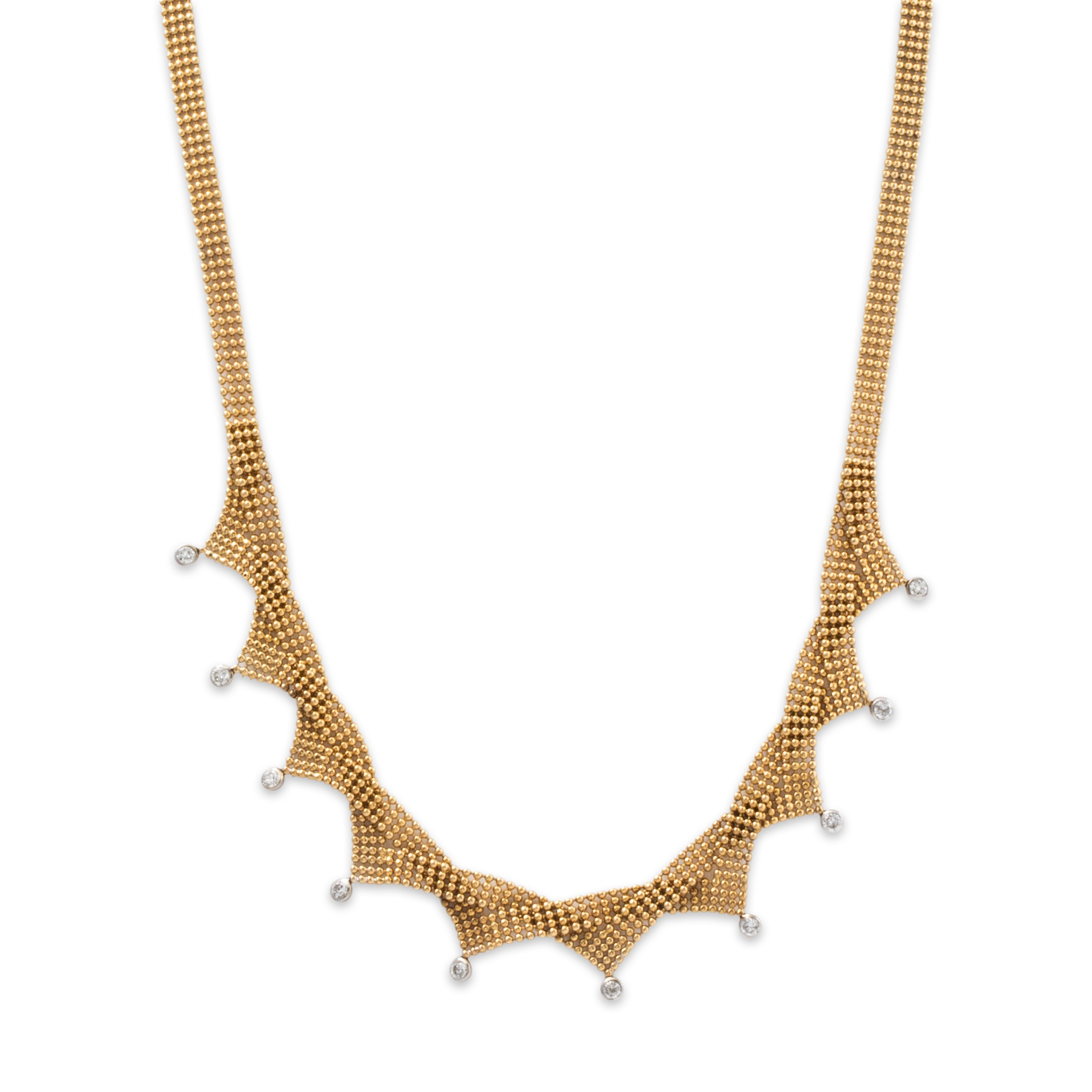 Vintage Wonderful 14k Yellow Gold .6cttw Diamond Woven Chain Drop Necklace 17、mySite、hinf8tx79
