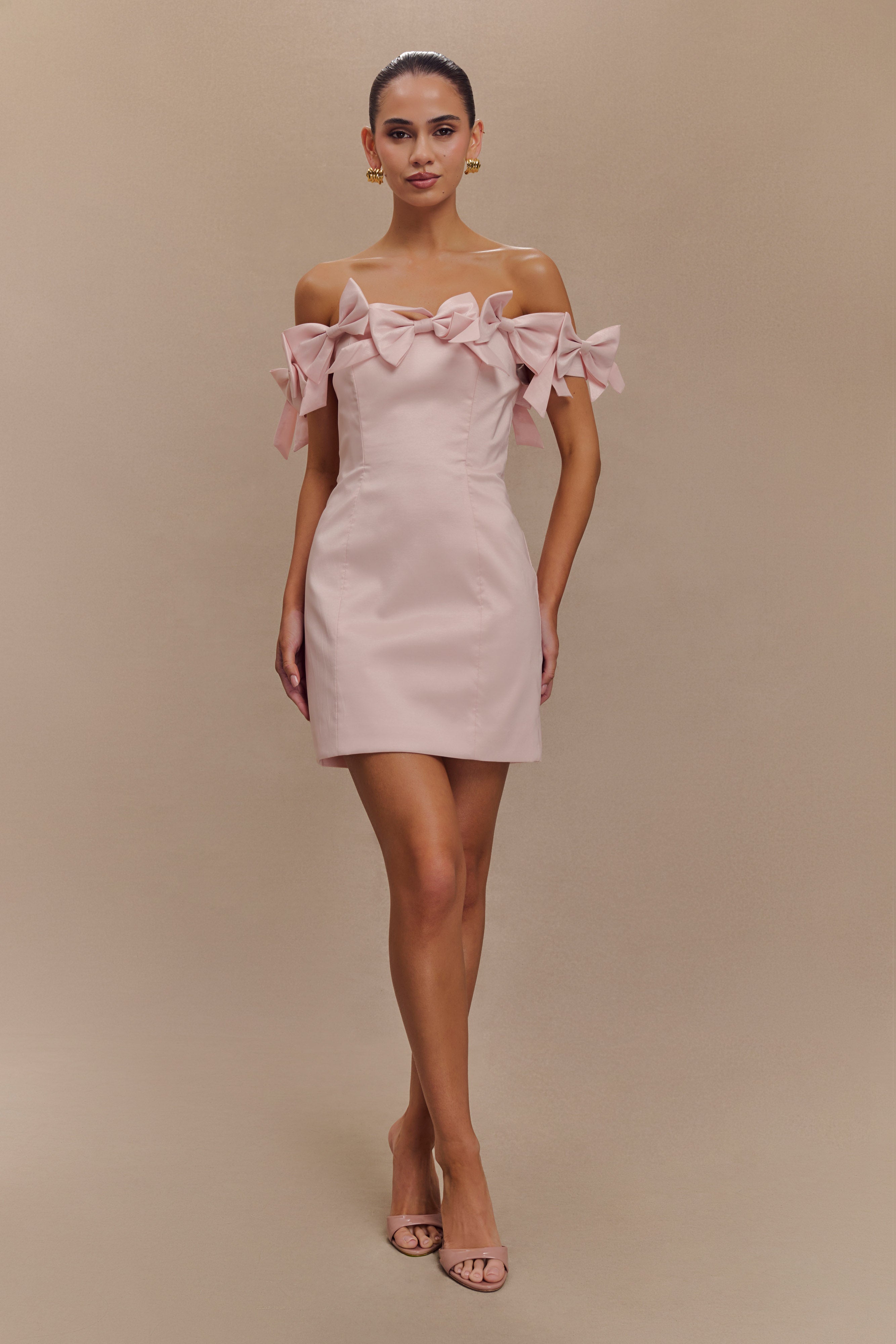 Rose Strapless Bow Mini Dress - Powder Pink、mySite、solidvoid