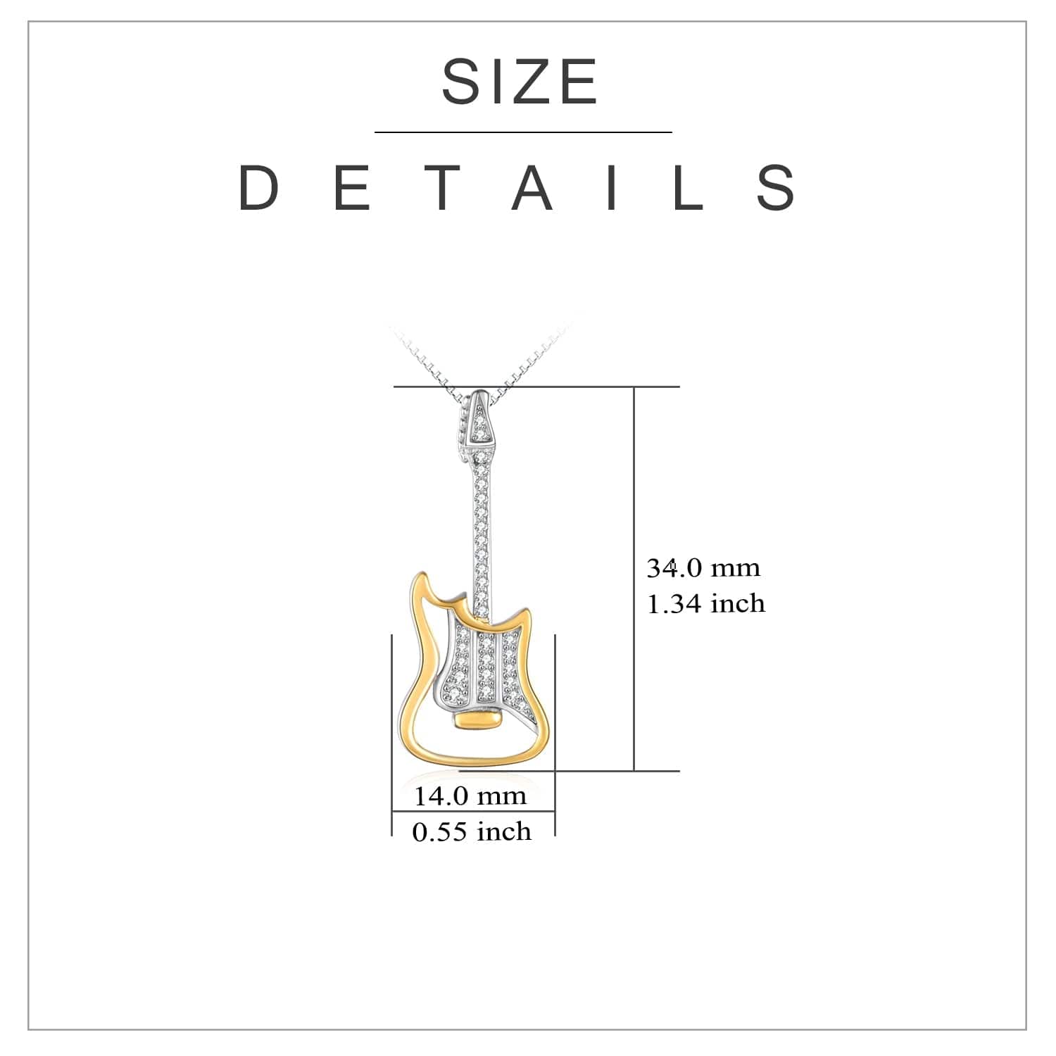 Guitar Necklace for the Rock and Rollers! 2-Tone Sterling Silver and 18k Gold Finish、mySite、g9winljtr