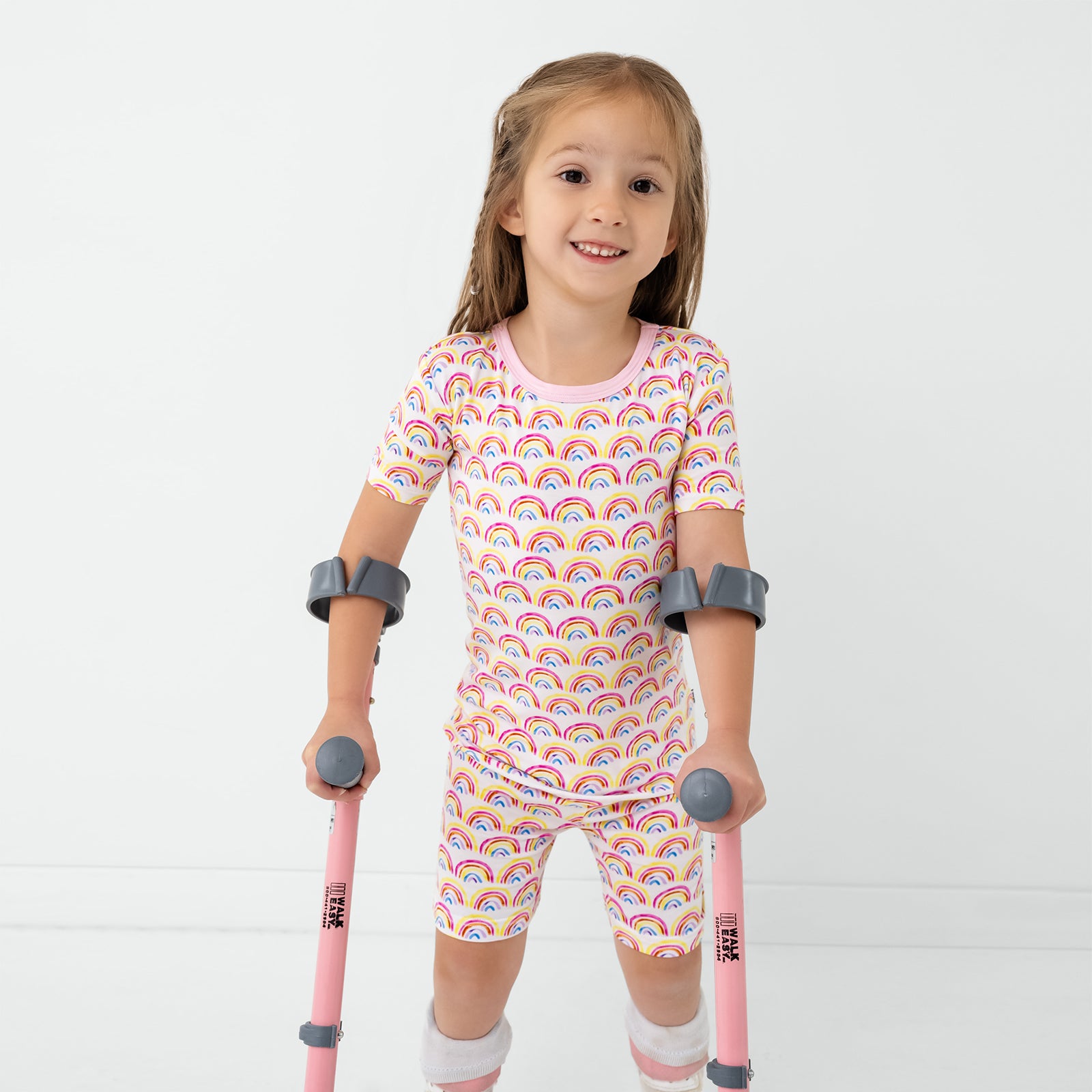 Pastel Rainbows Two-Piece Short Sleeve & Shorts Pajama Set、mySite、g9winljtr