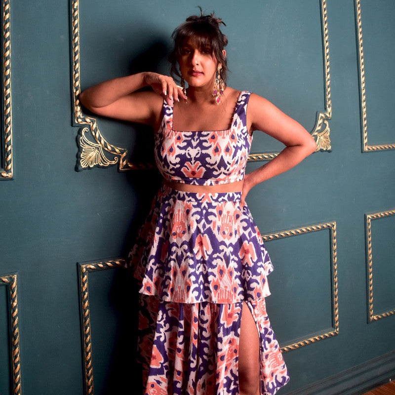 Cotton Skirt For Women | Block Print | Blue、mySite、camillekostekn