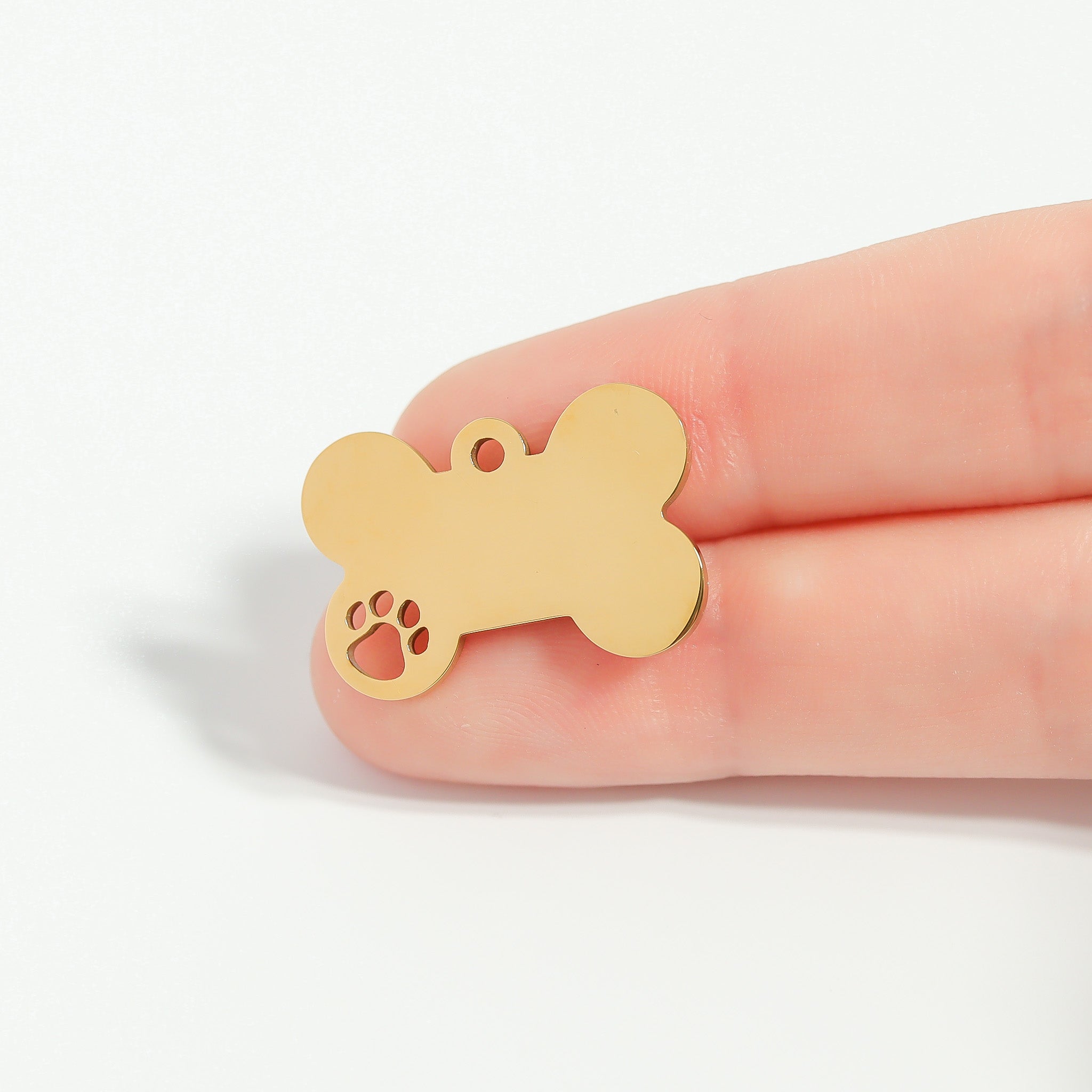 18K Gold PVD Stainless Steel Paw Print Cutout Blank Pet Tag / PDL0149、mySite、dreamappss