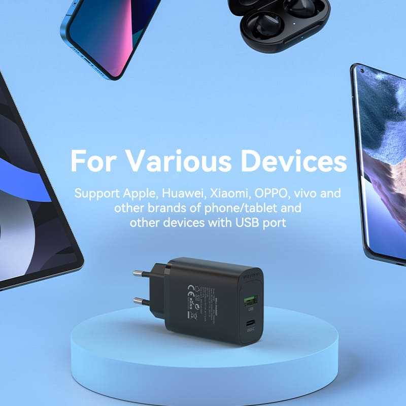 Vention 2-port USB(A+C) Wall Charger (18W+20W) EU-Plug Black、mySite、fannypackpong