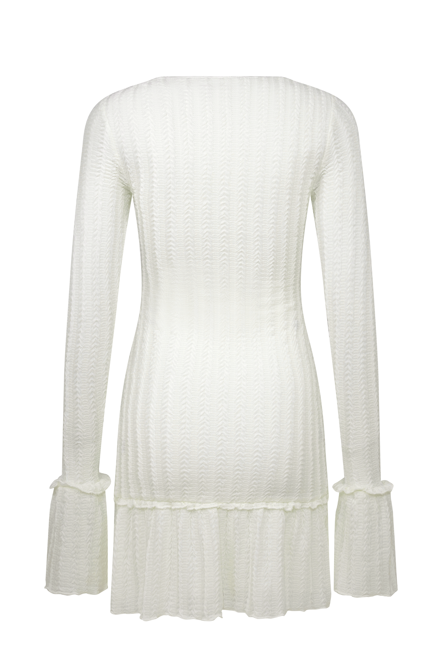 Daphne Pointelle Long Sleeve Mini Dress - Ivory、mySite、solidvoid