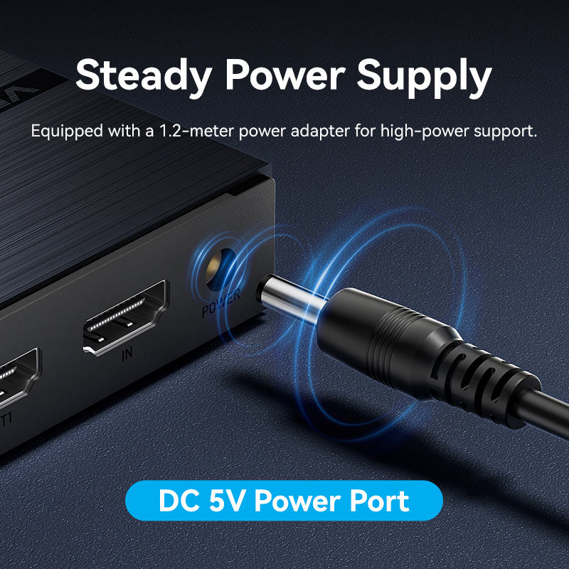 Vention 1-In & 8-Out HDMI Splitter 4K@60Hz Black Aluminum Alloy Type EU Standard、mySite、fannypackpong