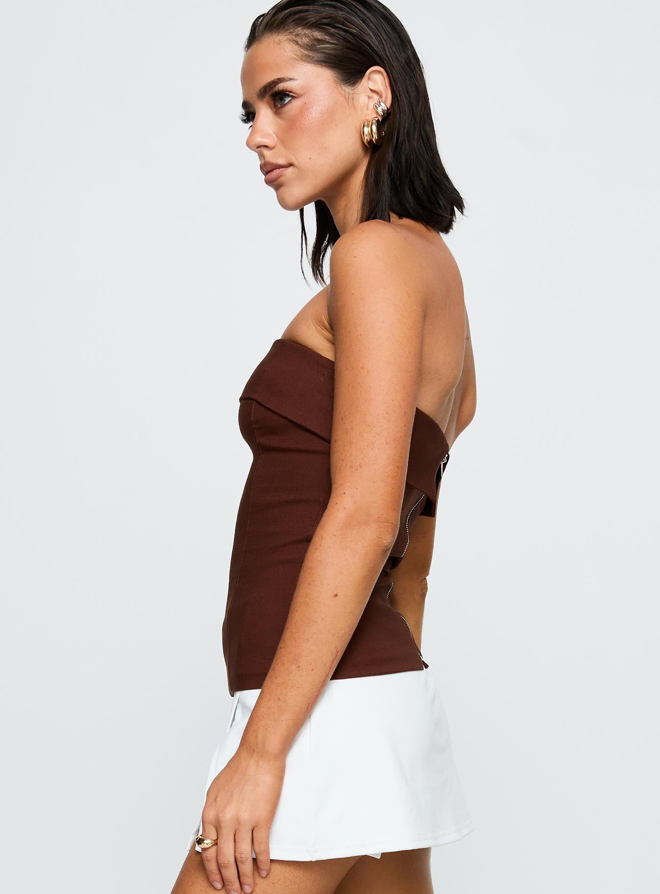 Good Looking Strapless Top Currant、mySite、solidvoid