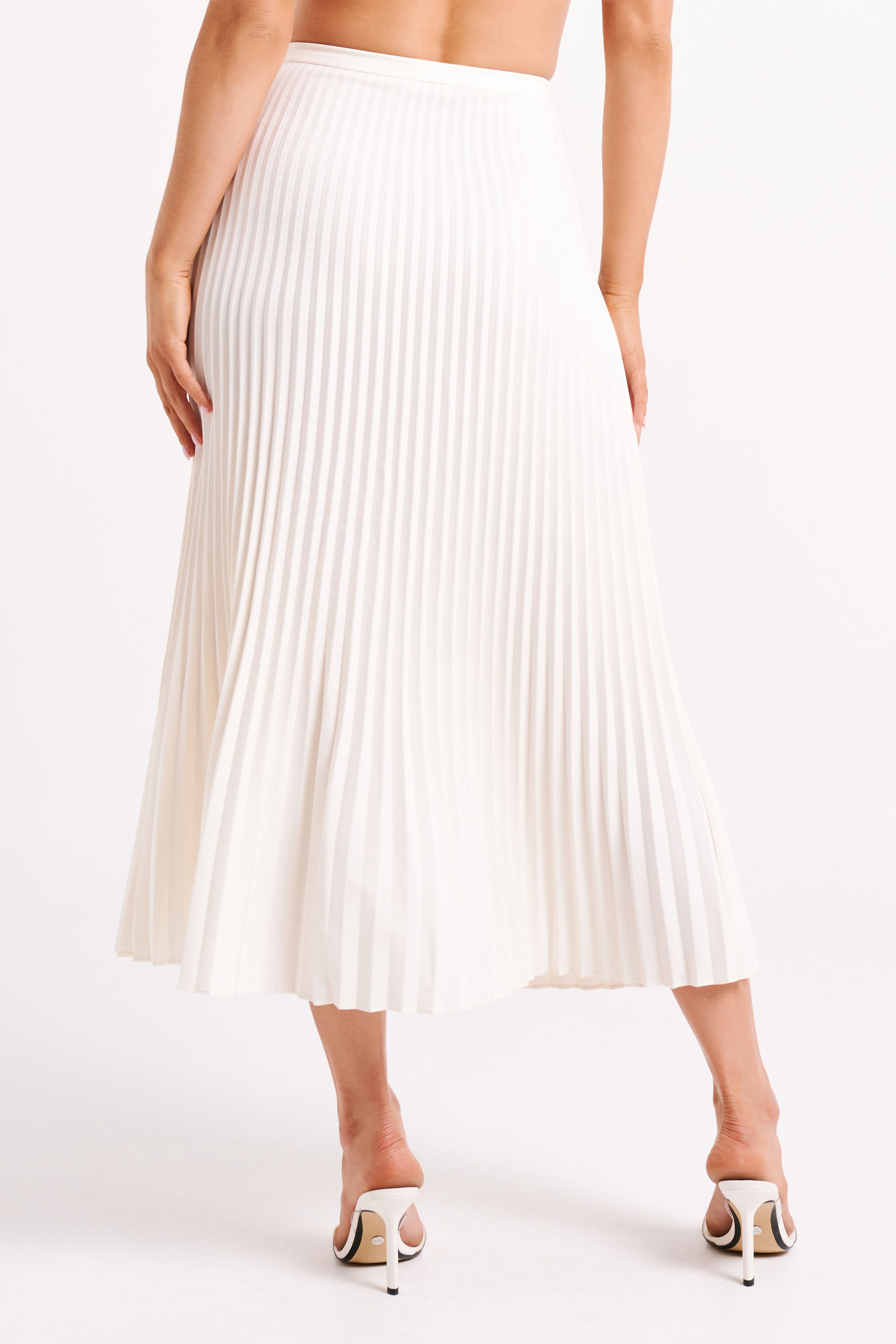 Twyla Pleated Suiting Maxi Skirt - Ivory、mySite、solidvoid