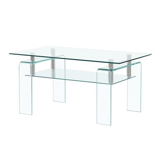 Tempered Black Glass Coffee Table, 2-Layers Tea Table、、casual