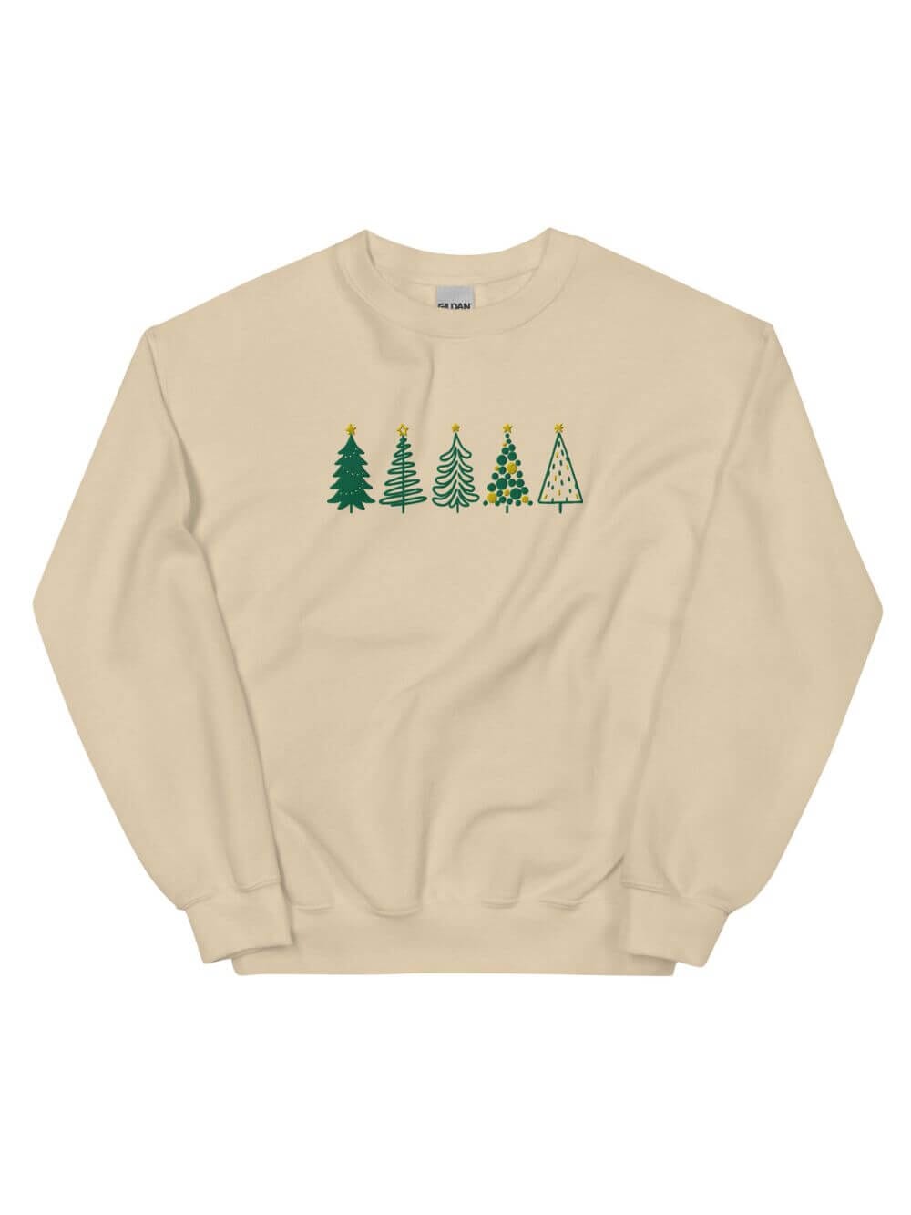Green & Gold Christmas Trees Heavy Blend Women's Crewneck Embroidered Sweatshirt、mySite、camillekostekn