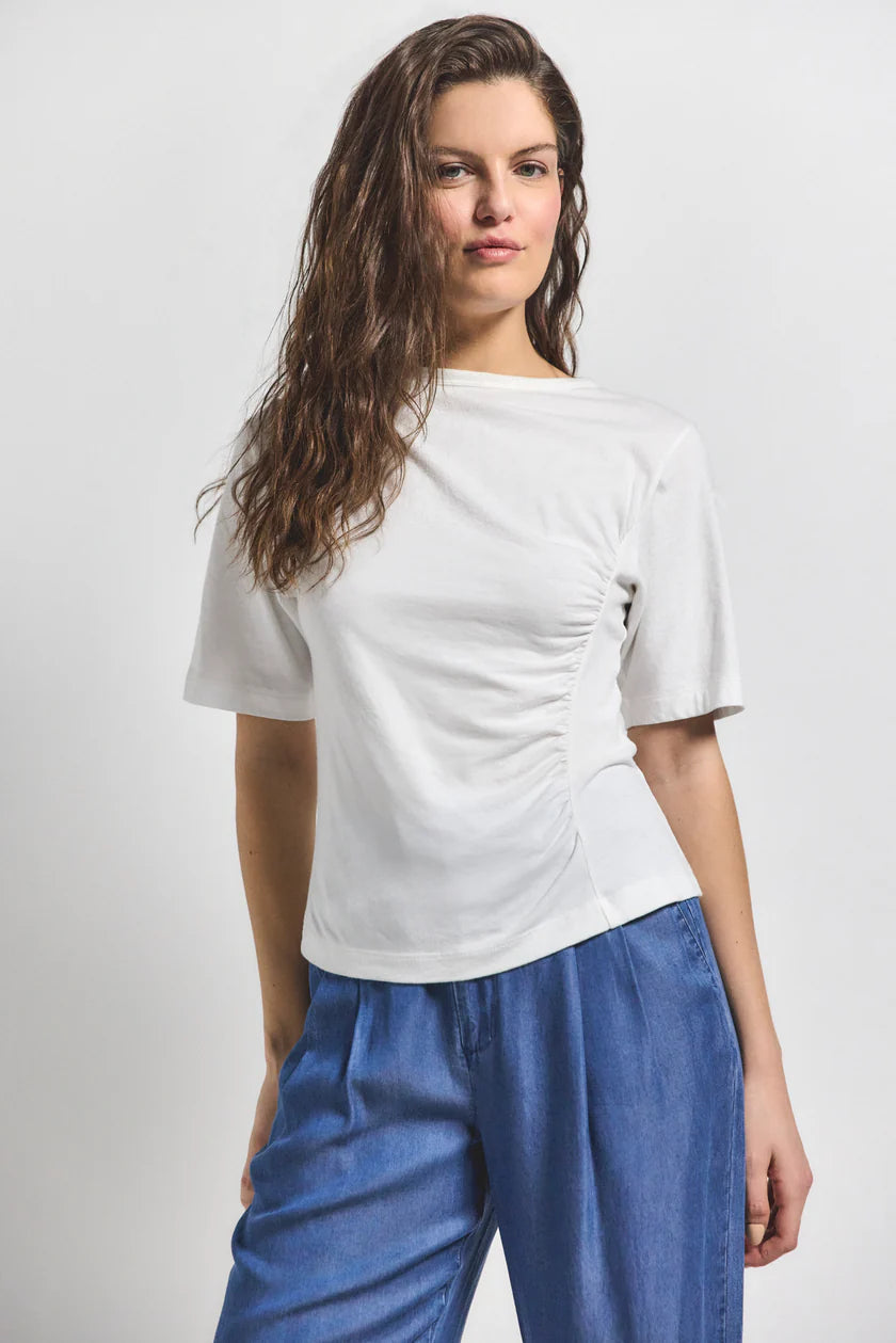 Derek Lam 10 Crosby Frederic Ruched Short Sleeve Tee - Final Sale、mySite、noshort
