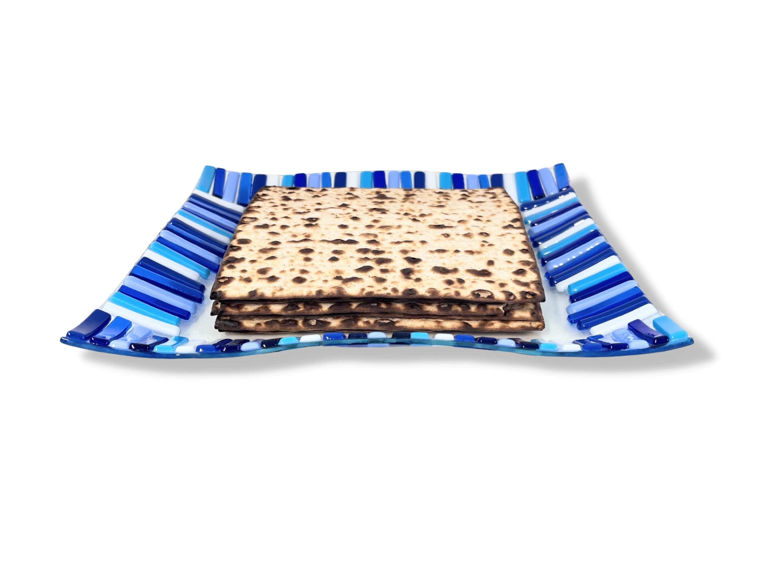 Fused Glass Matzah Tray - Blue Sticks、mySite、topwebapps