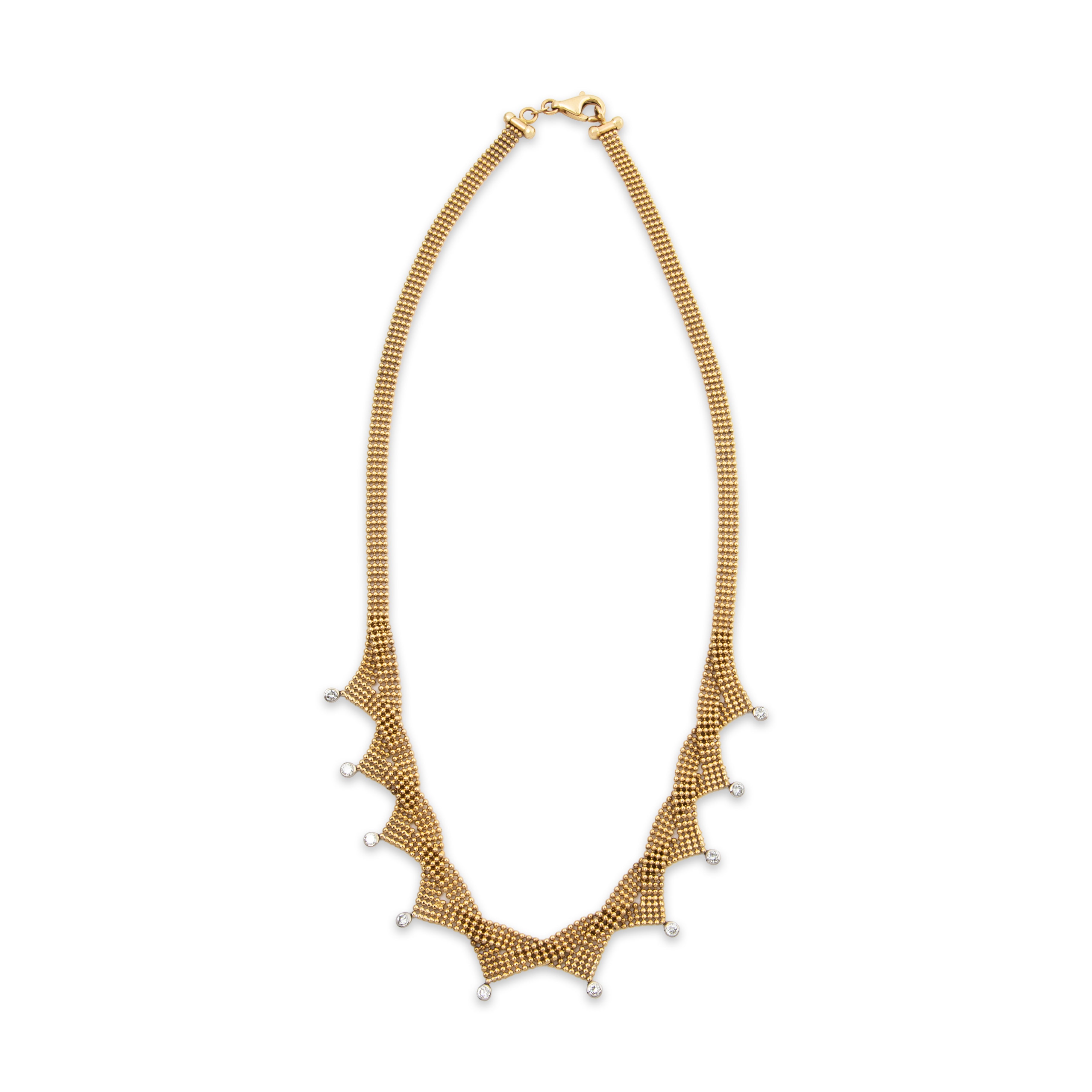 Vintage Wonderful 14k Yellow Gold .6cttw Diamond Woven Chain Drop Necklace 17、mySite、hinf8tx79