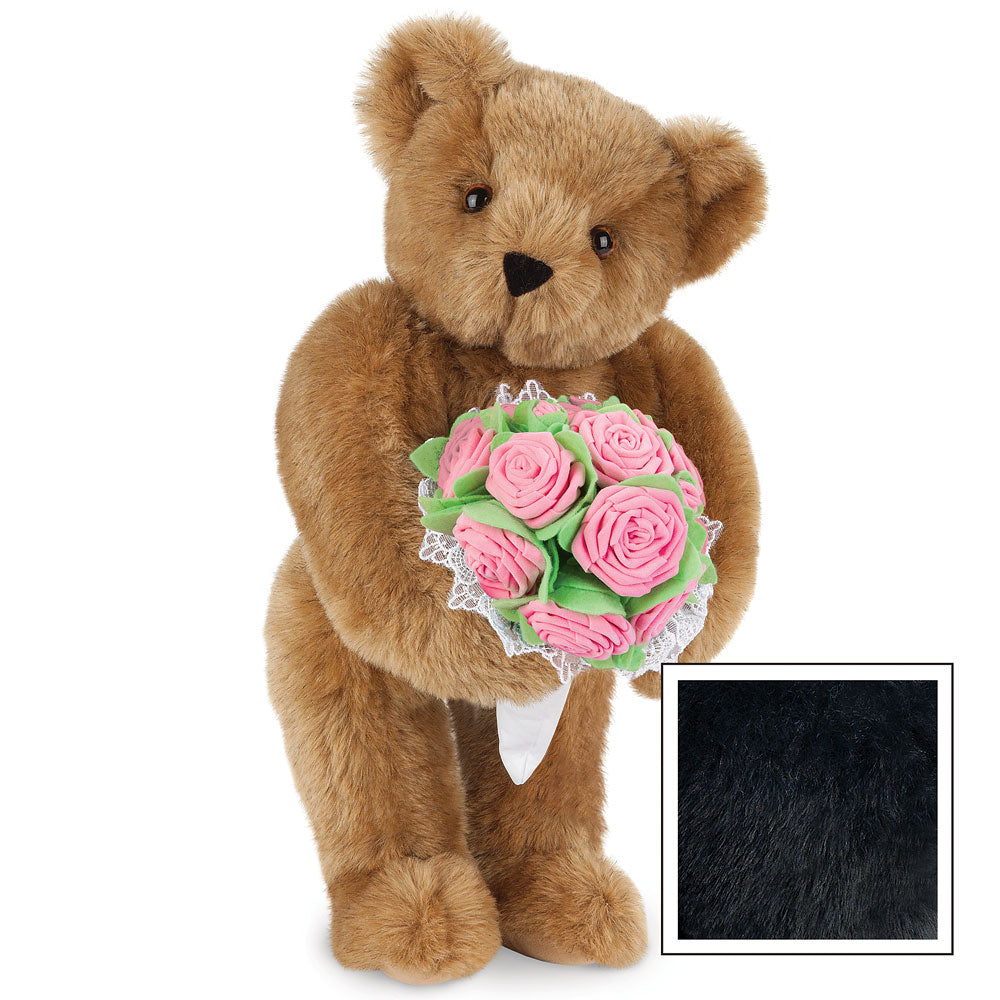 15 In. Pink Rose Bouquet Teddy Bear、mySite、pszhyizbm