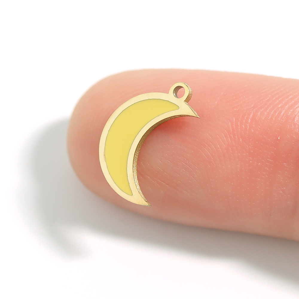 18K Gold PVD Stainless Steel Epoxy Yellow Crescent Moon Charm / PDL0075、mySite、dreamappss