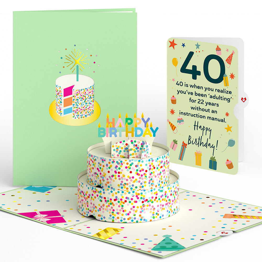 Sprinkles 40th Birthday Cake Pop-Up Card and Sentiment Set、mySite、solidvoid