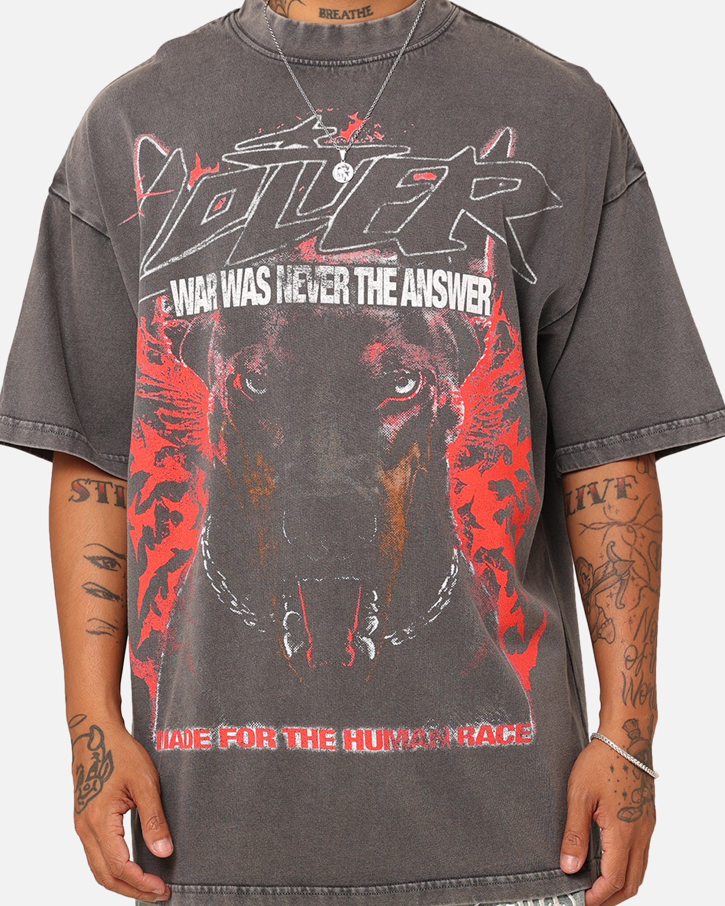 Loiter Dog Tag Oversized T-Shirt Charcoal Grey、mySite、zt4zffjzw