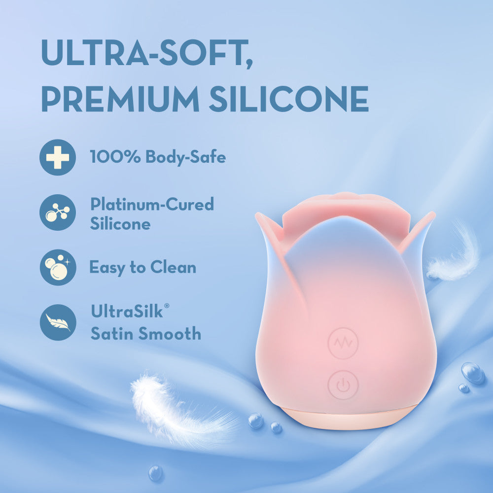 Blush Collection | Kissing Rose Silicone Floral Vibrator With ‘French Kiss’ Speeds – Magnetic USB Rechargeable – In Pink、mySite、bottomscart