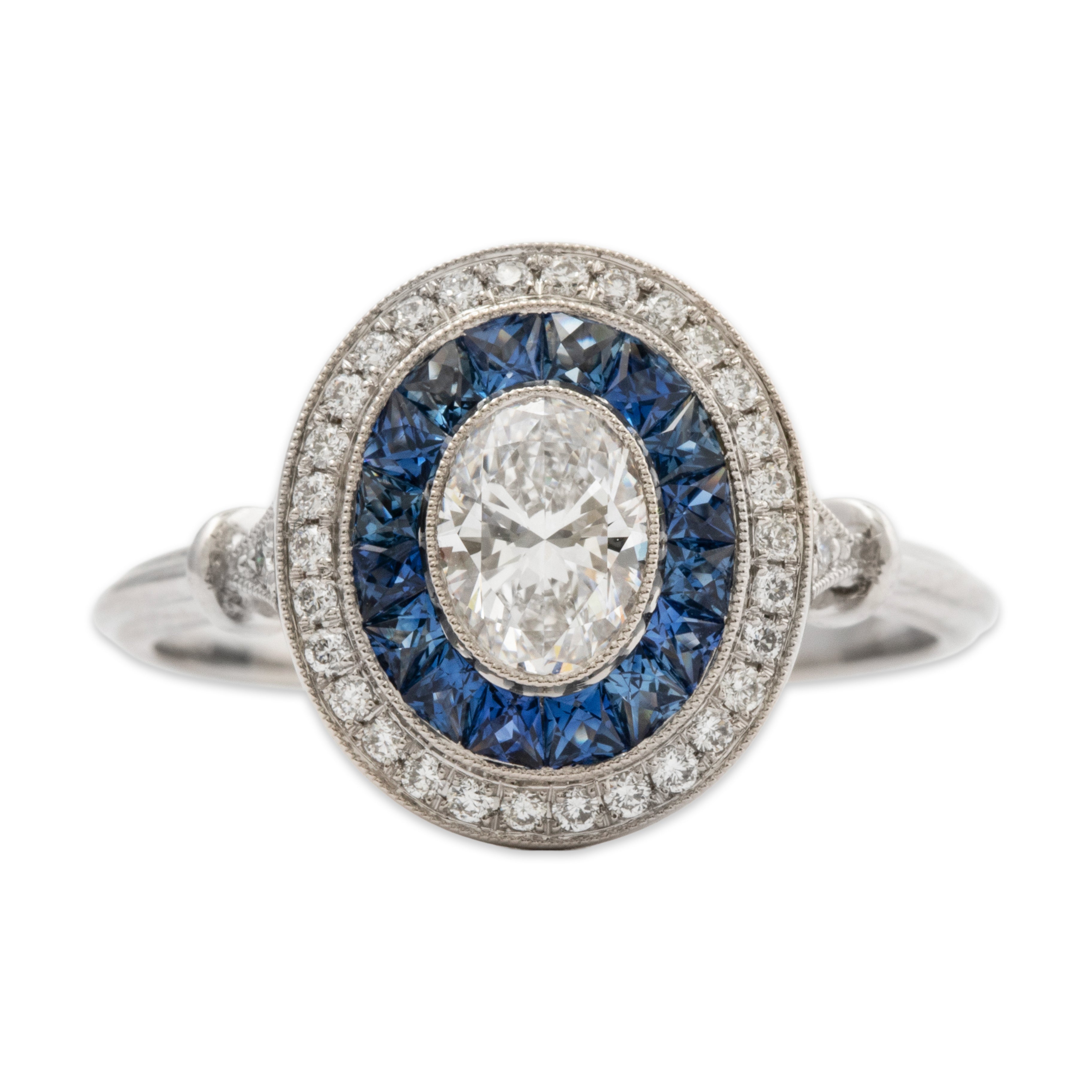 Abbott & Oaks Platinum .5ct Diamond Sapphire Halo Of Lights Ring 6.25、mySite、hinf8tx79