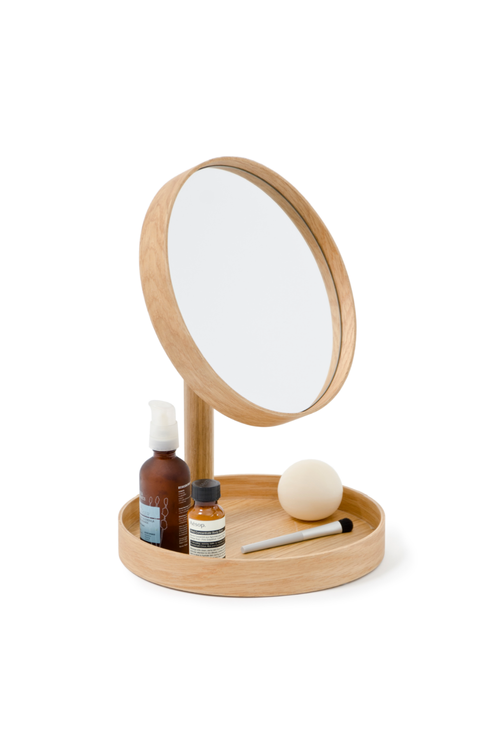 Oak Magnifying Vanity Mirror with Storage Tray | Wireworks Look、mySite、neckold
