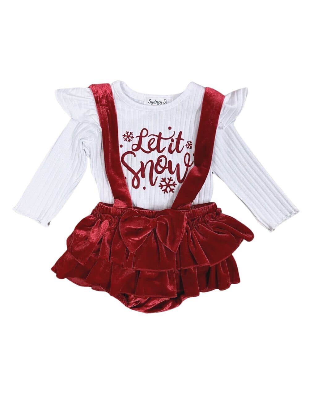 Let it Snow Red Velvet Suspender Baby Bubble Set、mySite、camillekostekn