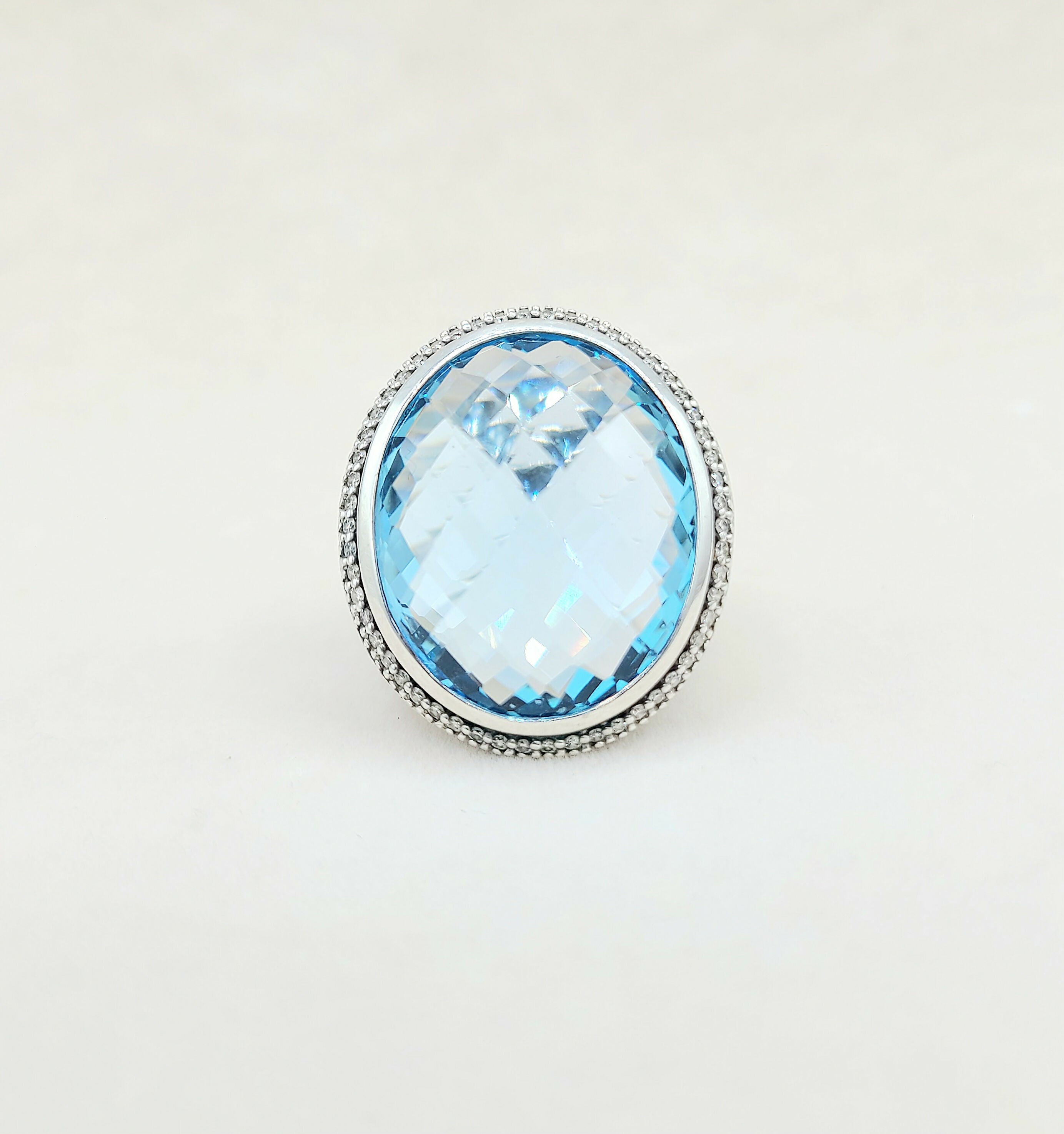 David Yurman Signature Oval Ring Blue Topaz & Diamonds、mySite、hinf8tx79