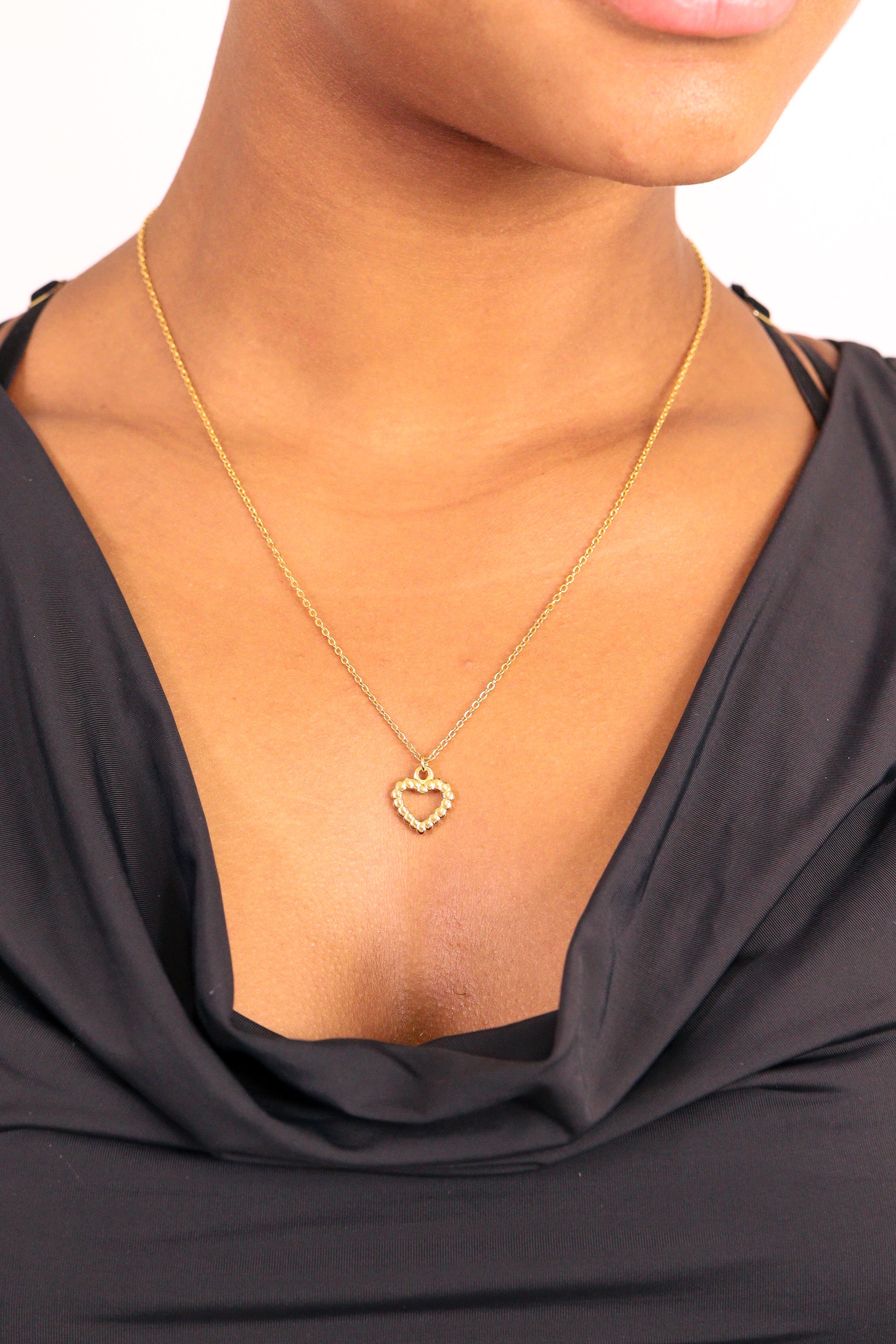 18K Gold PVD Stainless Steel Textured Heart Charm / PDL0113、mySite、dreamappss