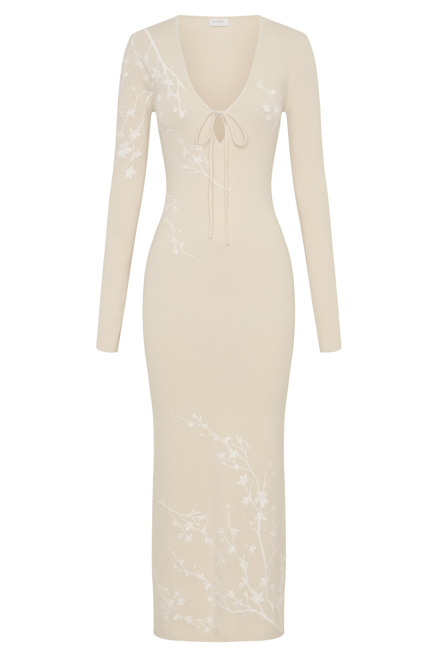 Mckenna Embroidered Knit Midi Dress - Cream And Ivory、mySite、solidvoid