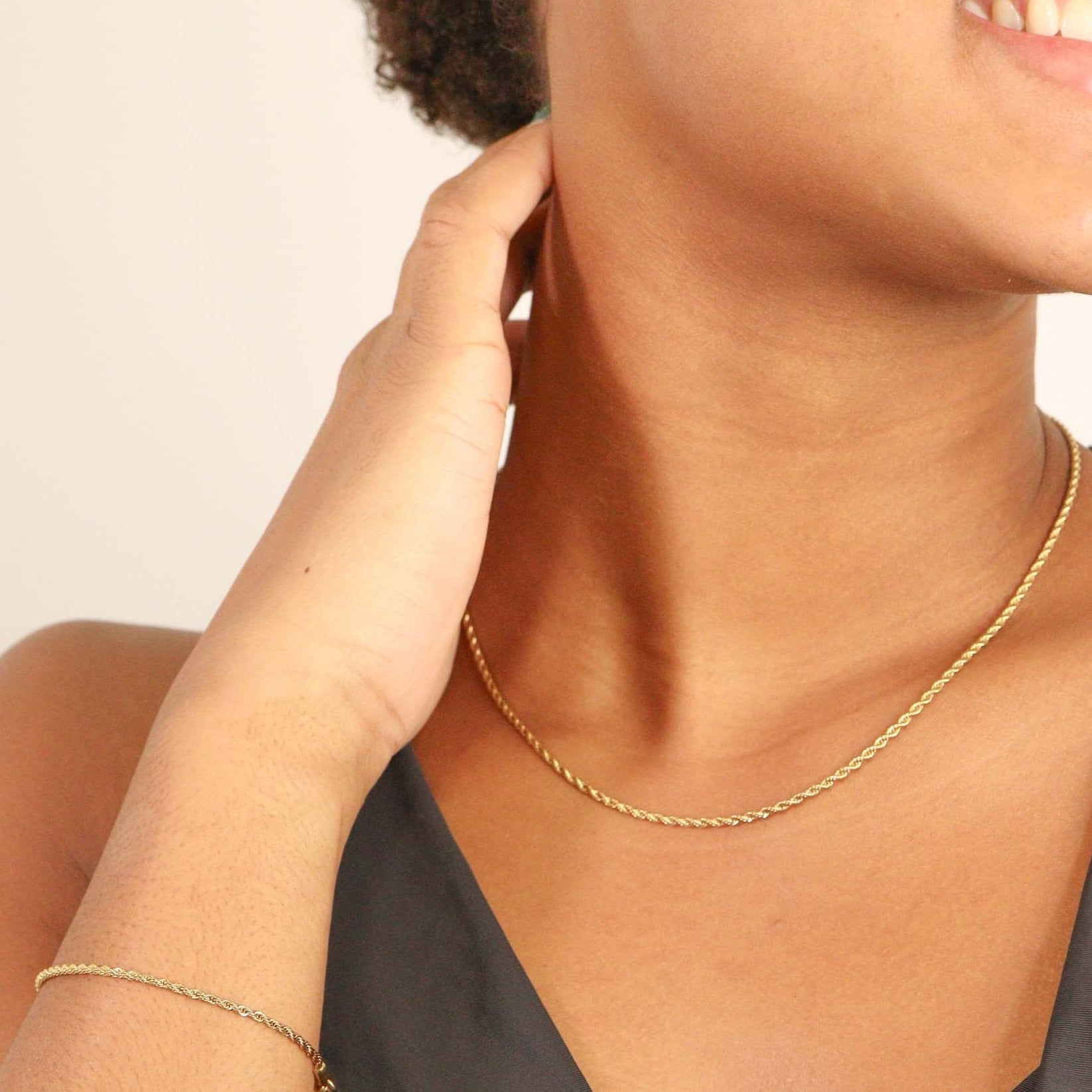 18K Gold PVD Stainless Steel Rope Chain Necklace / CHN9702、mySite、dreamappss