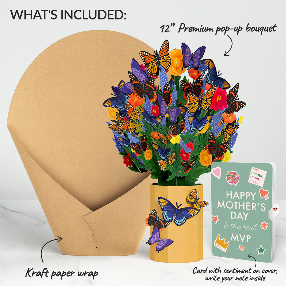 Brilliant Butterfly Mother's Day Bouquet and The real MVP Sentiment Set、mySite、solidvoid