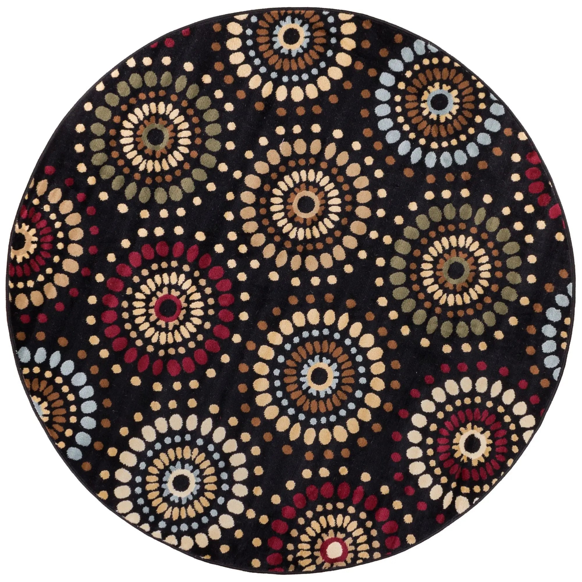 Orchid Fields Black Contemporary 5'3 Round Rug、mySite、gigharbornorthrealestate