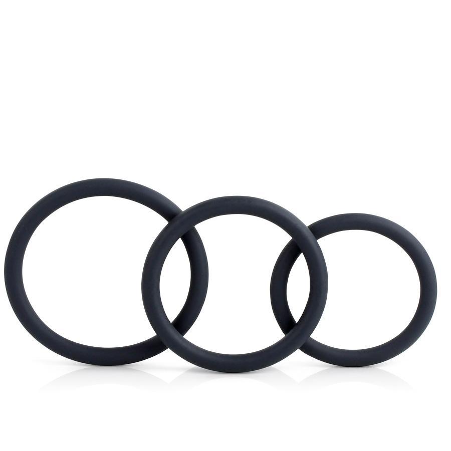 Silicone Thin Cock Ring 3 Pack by Optimale Black、mySite、bottomscart