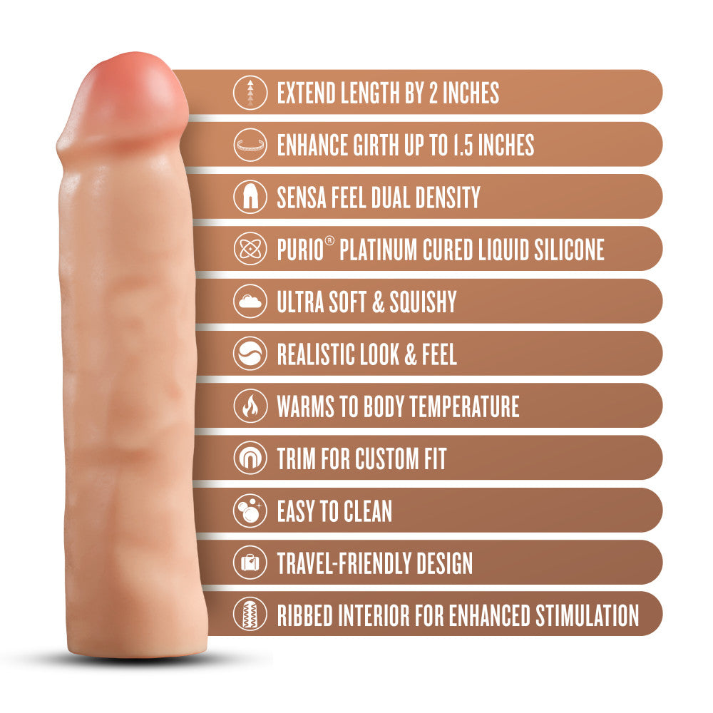 Performance Plus By Blush® | Tenacity 8.5 Inch Realistic Penis Extender Sleeve - Dual Density - Liquid Silicone - Beige、mySite、bottomscart