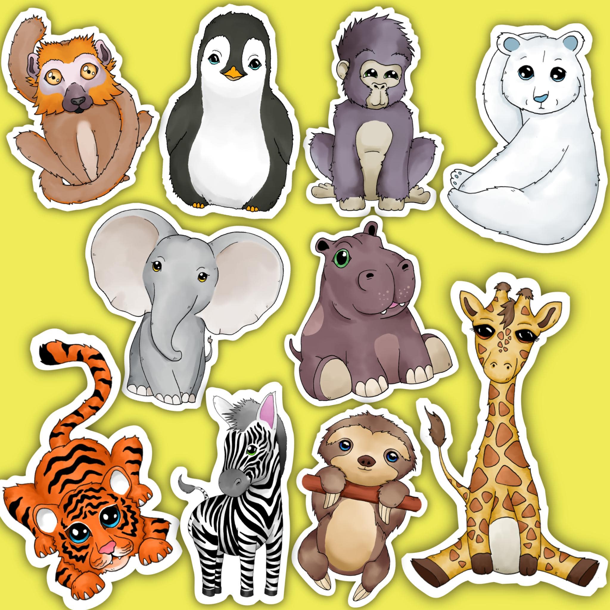  Baby Animals Sticker 10 Pack、mySite、elrpsem3k
