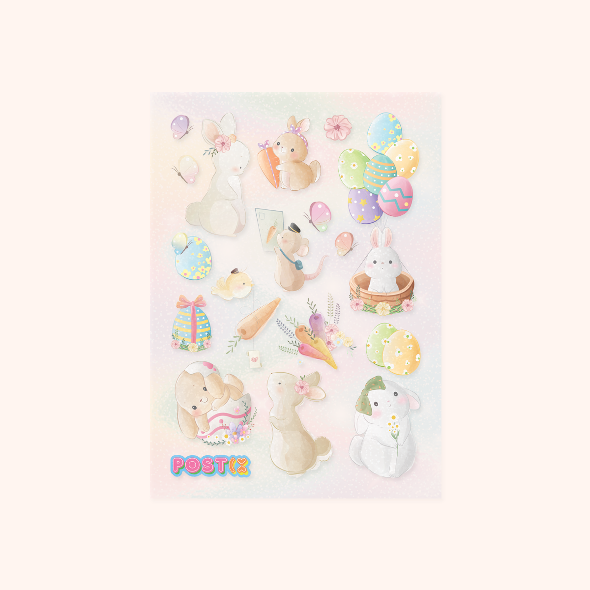  Easter Bunnies Clear Hologram Sticker Sheet、mySite、ghnorth