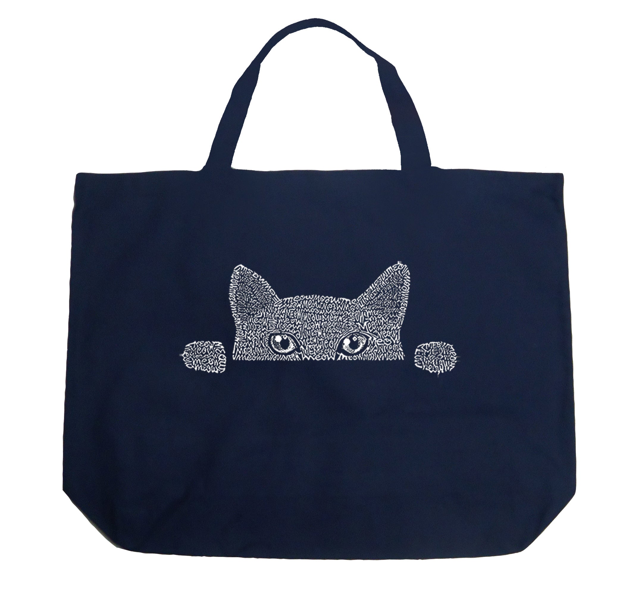 Peeking Cat - Large Word Art Tote Bag、mySite、camillekostekn