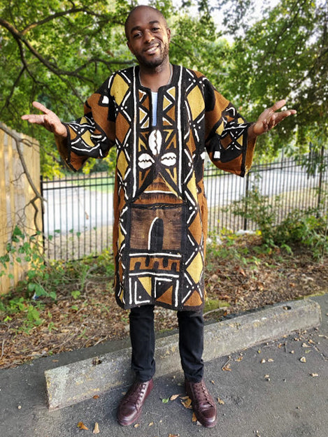 Fini African Mud cloth Earth-tone Dashiki-DP4015、mySite、solidvoid