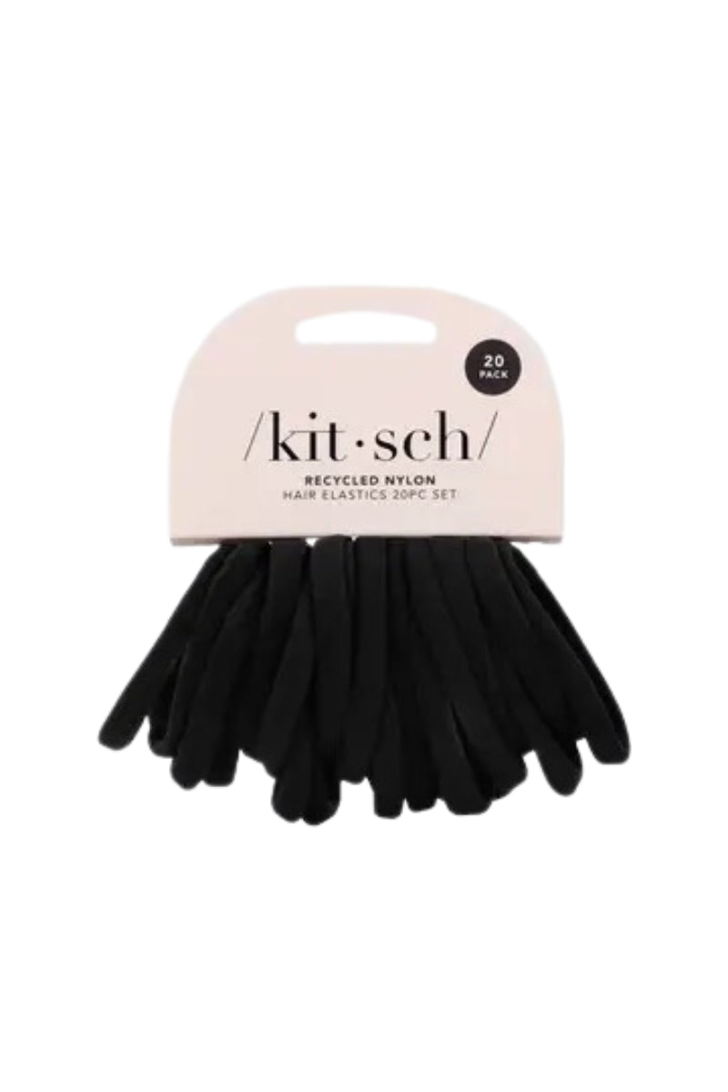 KITSCH Eco-Friendly Nylon Elastics 20pc Set-Black、mySite、hinf8tx79