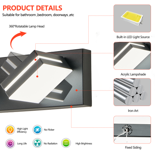 Modern Chrome LED Vanity Light, 5-Lights Wall Sconce for Bathroom and Mirror, Sleek Minimalist Design, Energy-Efficient, Easy to Install、、eastwooduniform