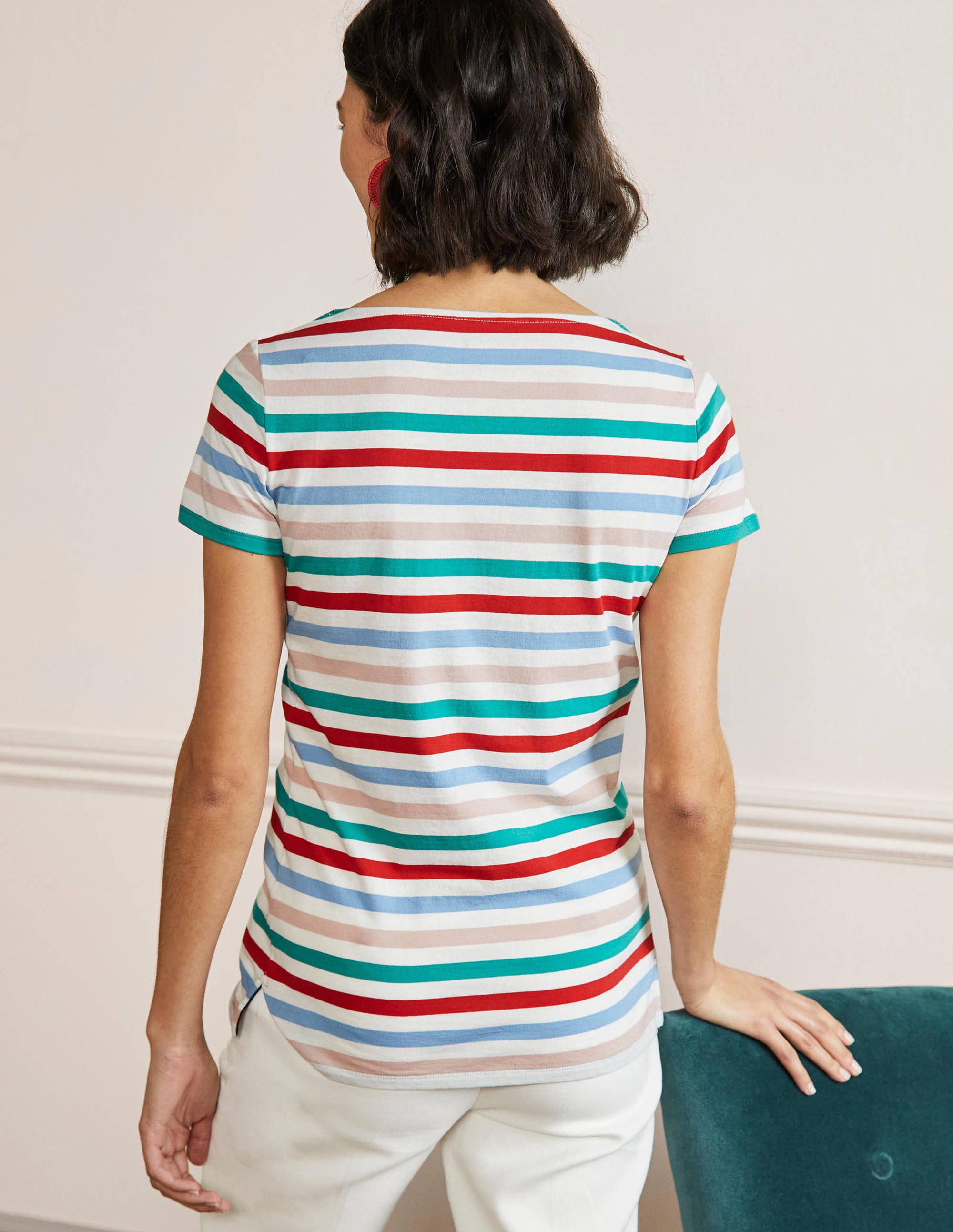  Short Sleeve Breton T-Shirt-Clover / Dusty Blue Stripe、mySite、ashleygrahame