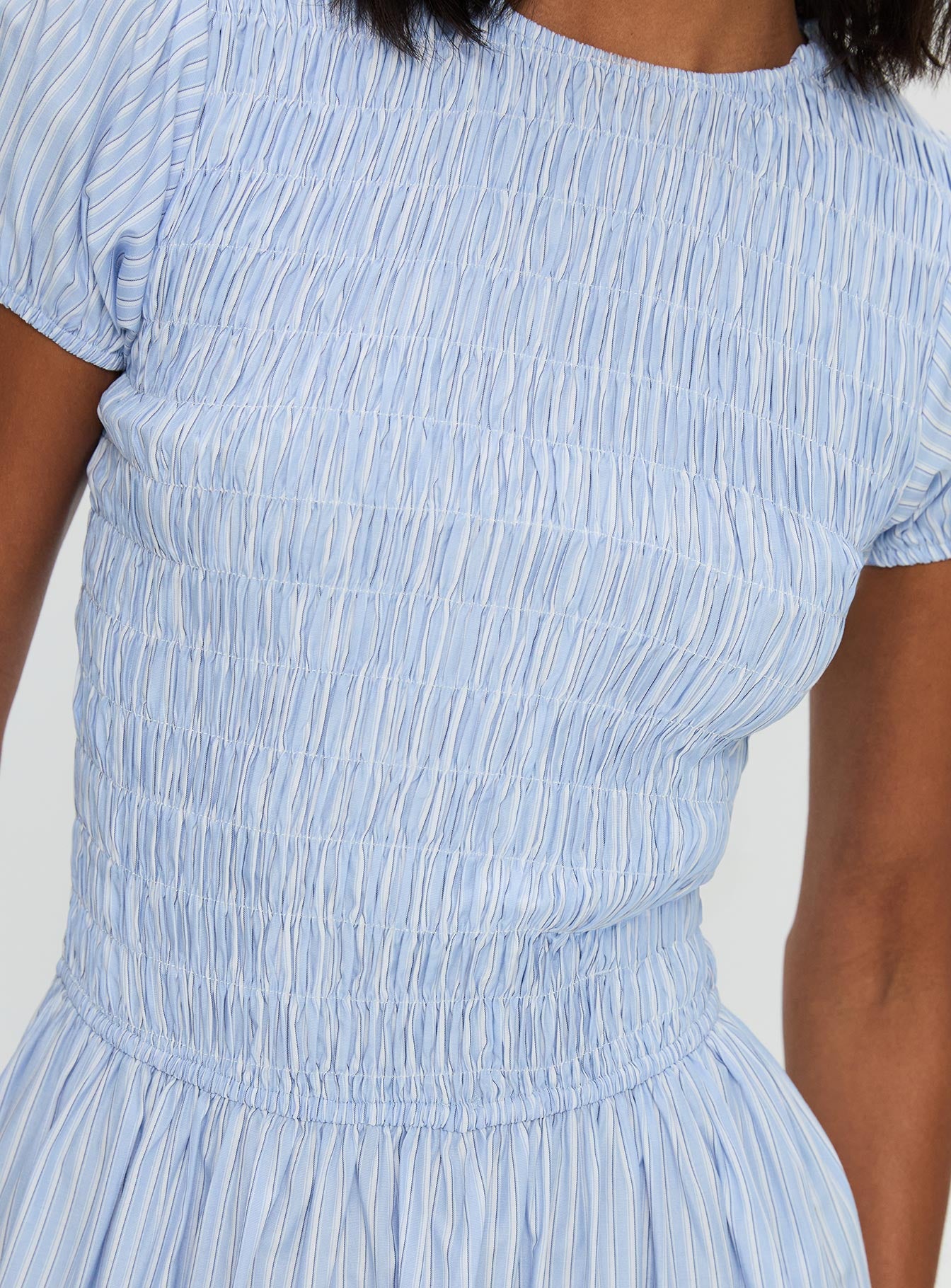 Wendelin Shirred Maxi Dress Blue Stripe、mySite、solidvoid