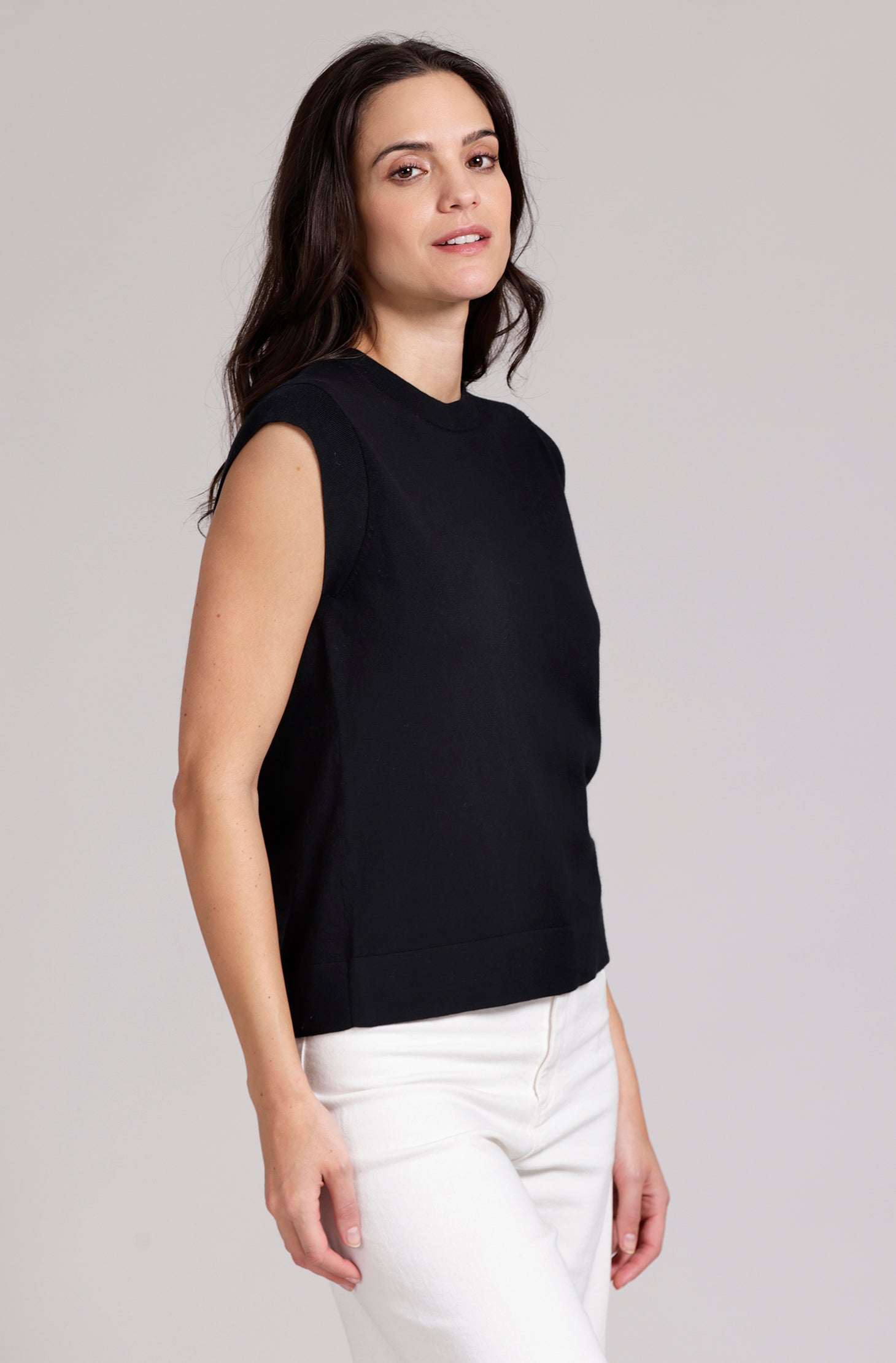 Minnie Rose Supima Cotton Cap Sleeve Crew、mySite、noshort