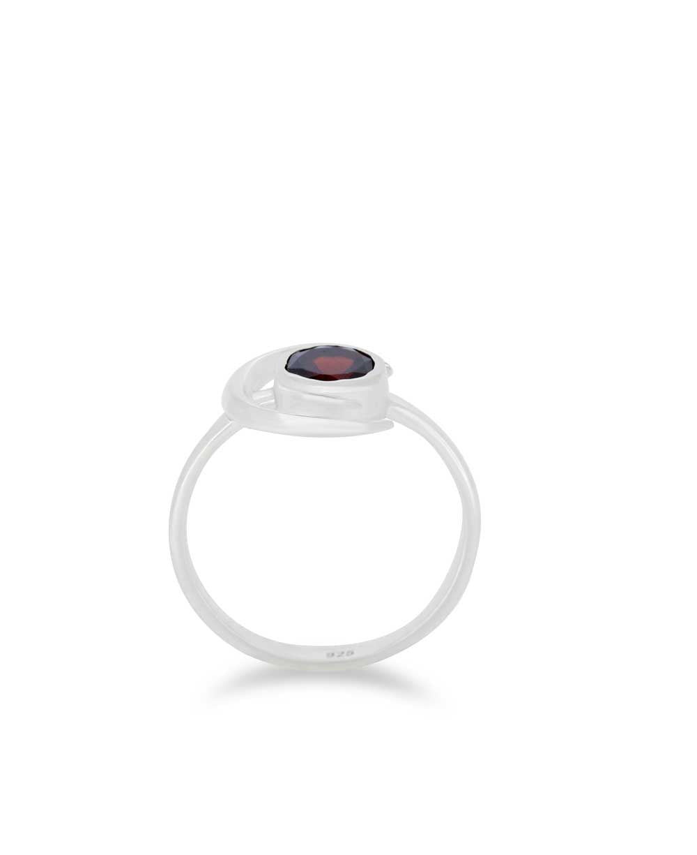 Moon Design Sterling Silver Garnet Ring、mySite、topwebapps