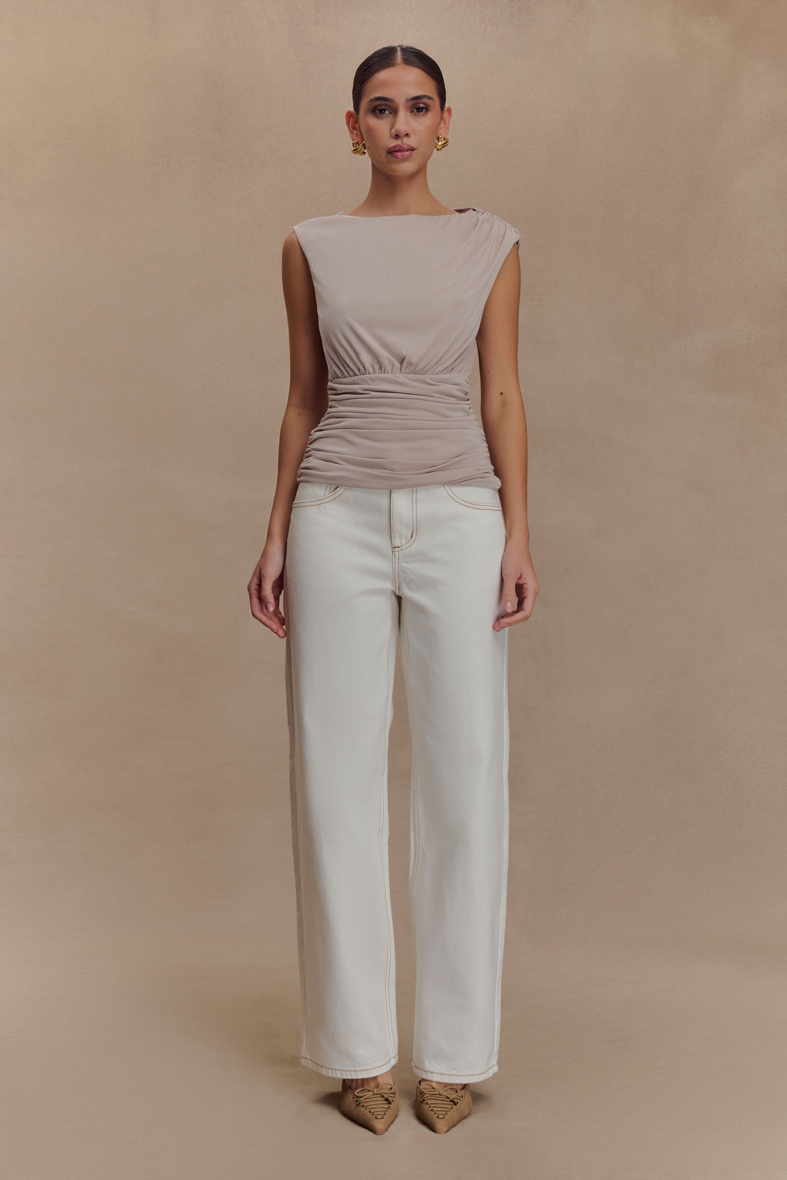 Anthony Short Sleeve Top - Taupe、mySite、solidvoid