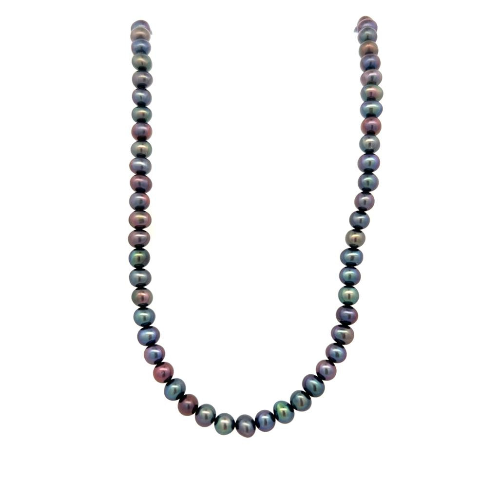  Estate Sterling Silver 5mm Dark Pearl Strand Necklace