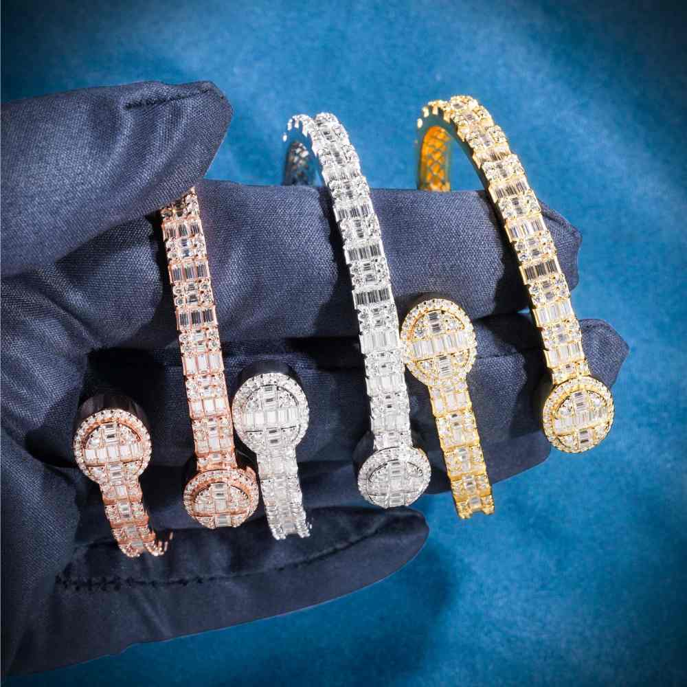 Circle Baguette Moissanite Bangle Bracelet 14K Gold、mySite、hinf8tx79