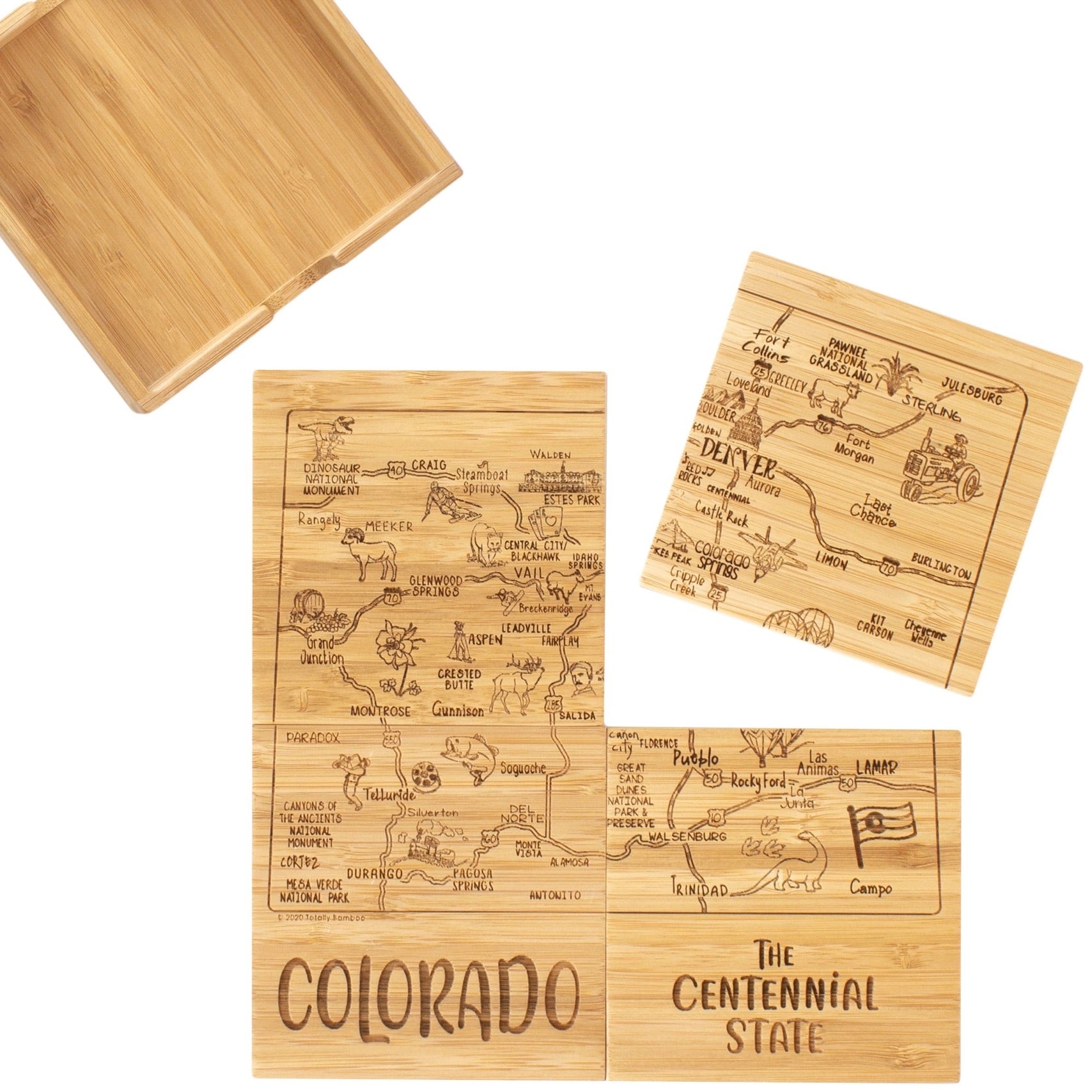 Colorado Puzzle 4-Pc. Coaster Set with Case、mySite、g9winljtr