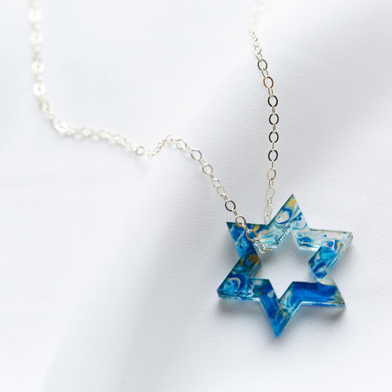 Petite Floating Magen Necklace - Blue Marble、mySite、topwebapps