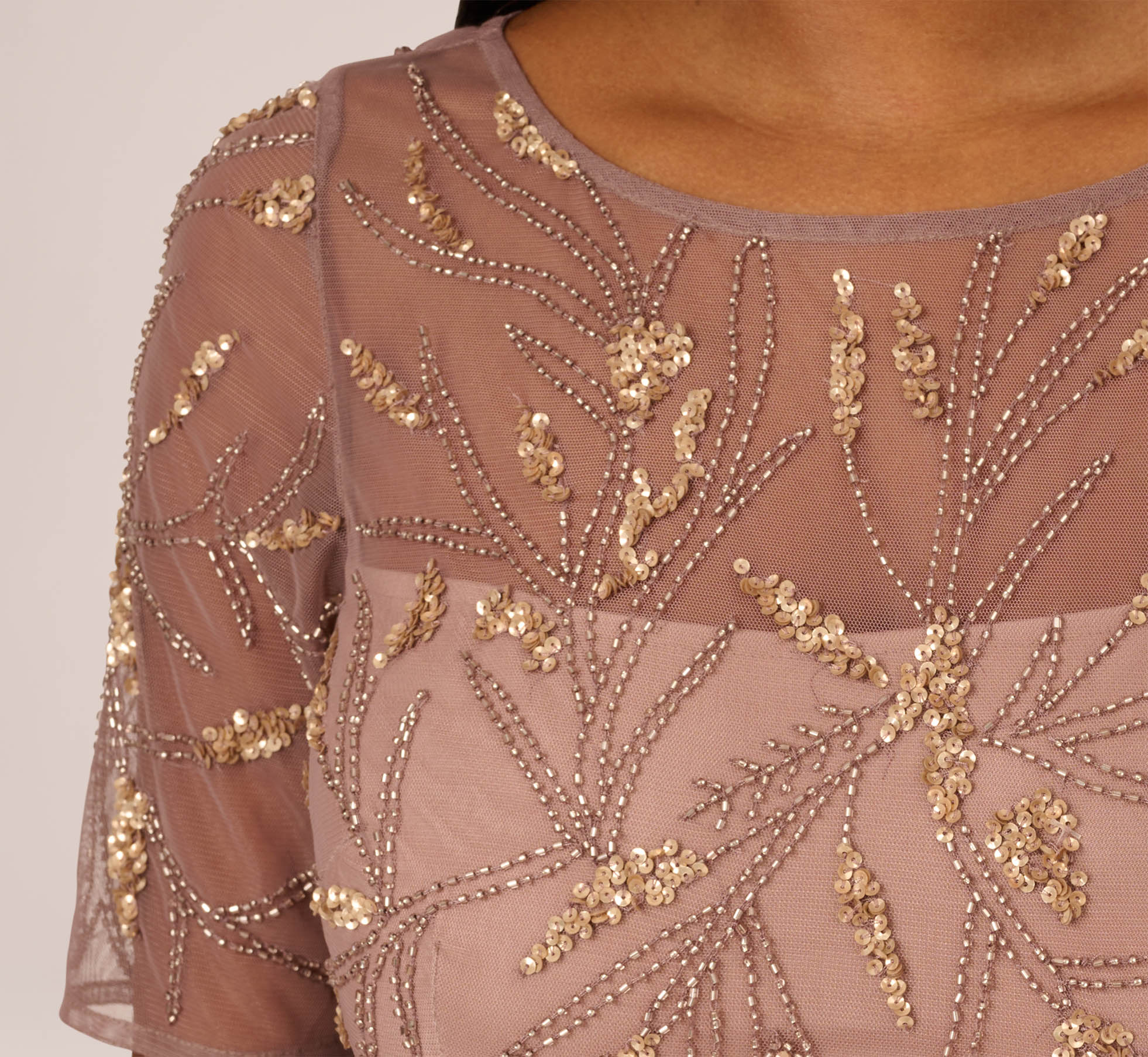 Hand-Beaded Cocktail Dress In Stone、mySite、solidvoid