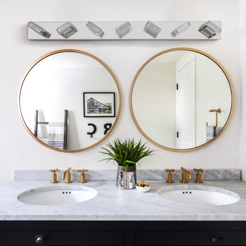 34" Modern 5-Light LED Vanity Light - Sleek Bathroom Wall Fixture, Iron & Acrylic, Dimmable & Energy-Efficient, Ideal for Mirror Lighting、、eastwooduniform