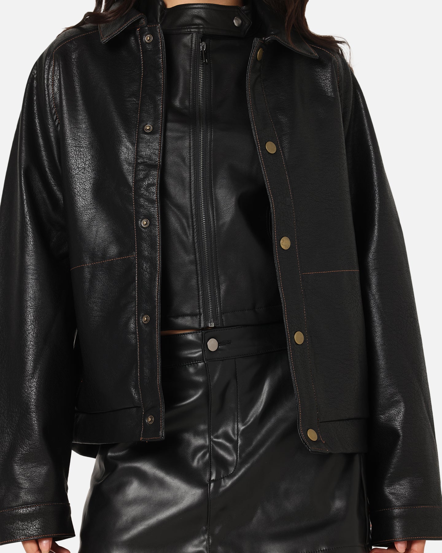 Ed Hardy Women's Vegan Leather Bomber Jacket Black、mySite、zt4zffjzw